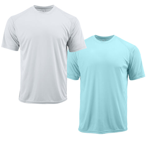 EWC-201WA 2-Pack Perform Basics Dri-Tech T-Shirts - White / Aqua