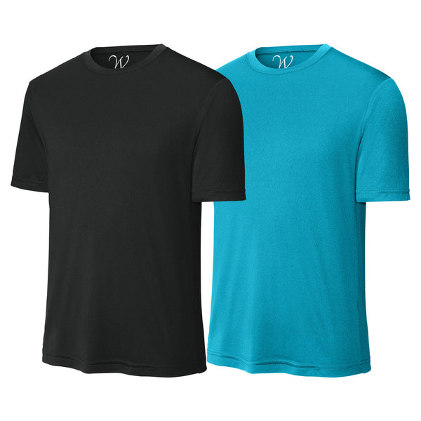 EWC-305BA 2-Pack Perform Basics Dri-Tech T-Shirts - Black / Aqua