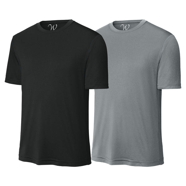 EWC-305BCG 2-Pack Perform Basics Dri-Tech T-Shirts - Black / Concrete Grey