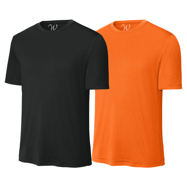 EWC-305BNO 2-Pack Perform Basics Dri-Tech T-Shirts - Black / Neon Orange