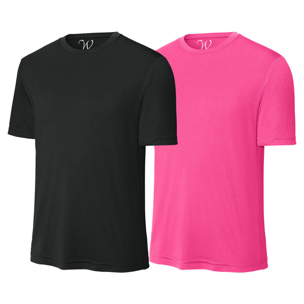 EWC-305BNP 2-Pack Perform Basics Dri-Tech T-Shirts - Black / Neon Pink