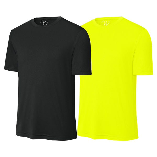 EWC-305BNY 2-Pack Perform Basics Dri-Tech T-Shirts - Black / Neon Yellow