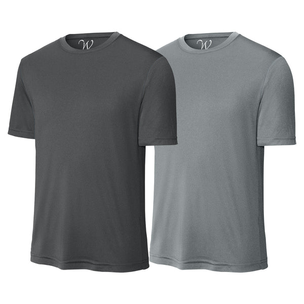 EWC-305CHCG 2-Pack Perform Basics Dri-Tech T-Shirts - Charcoal / Concrete Grey