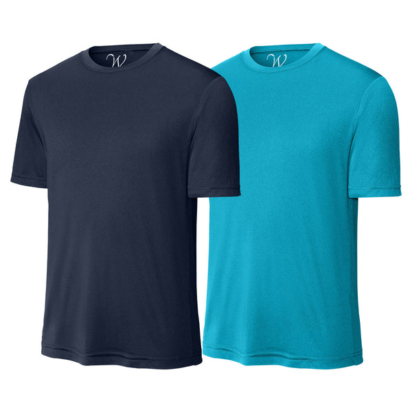 EWC-305NA 2-Pack Perform Basics Dri-Tech T-Shirts - Navy / Aqua