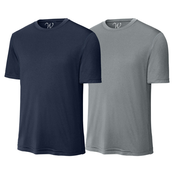 EWC-305NCG 2-Pack Perform Basics Dri-Tech T-Shirts - Navy / Concrete Grey
