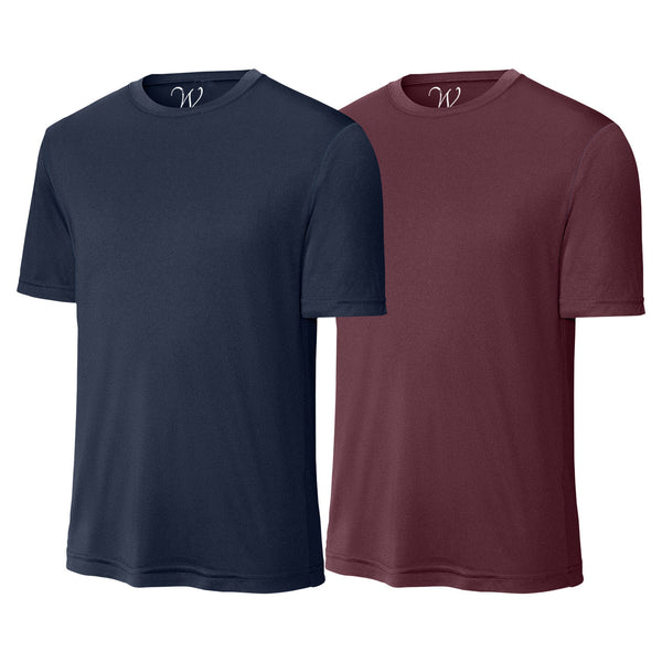 EWC-305NM 2-Pack Perform Basics Dri-Tech T-Shirts - Navy / Maroon