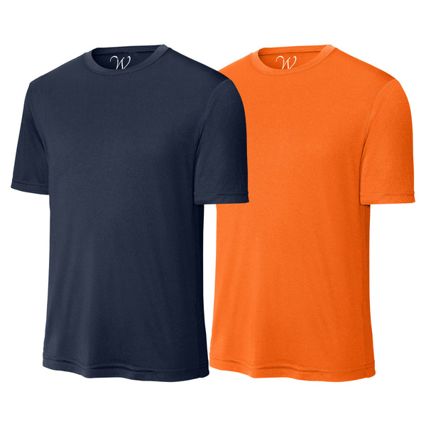 EWC-305NNO 2-Pack Perform Basics Dri-Tech T-Shirts - Navy / Neon Orange
