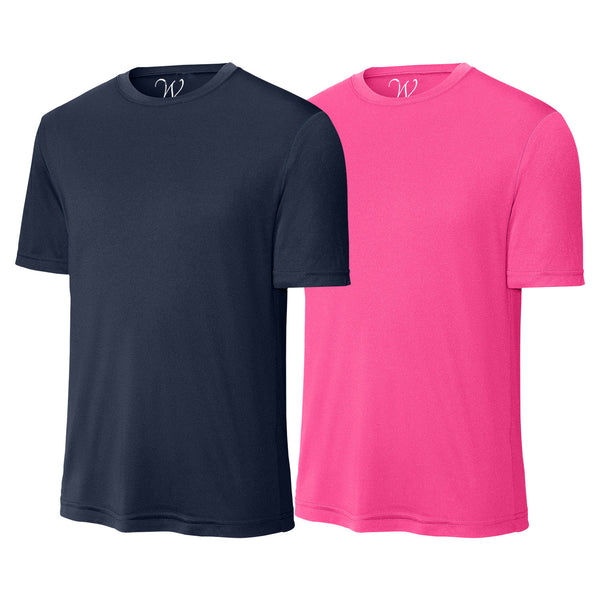 EWC-305NNP 2-Pack Perform Basics Dri-Tech T-Shirts - Navy / Neon Pink
