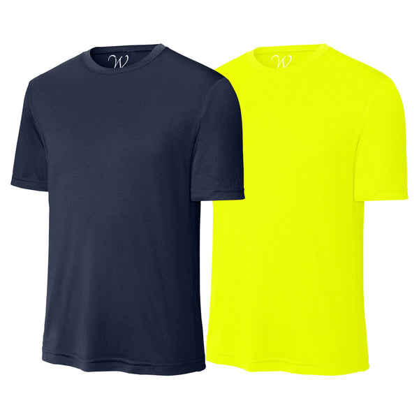 EWC-305NNY 2-Pack Perform Basics Dri-Tech T-Shirts - Navy / Neon Yellow