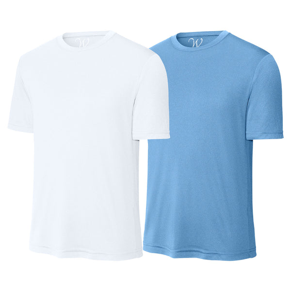 EWC-305WCB 2-Pack Perform Basics Dri-Tech T-Shirts - White / Carolina Blue