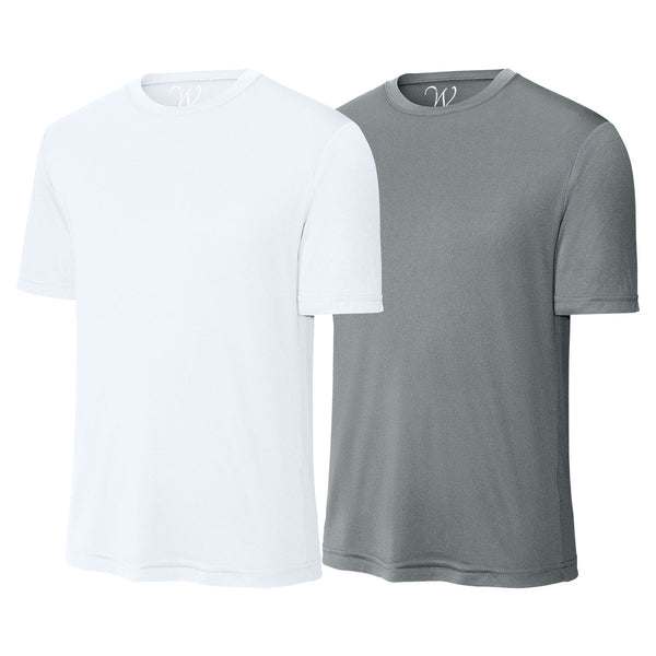 EWC-305WCG 2-Pack Perform Basics Dri-Tech T-Shirts - White / Concrete Grey