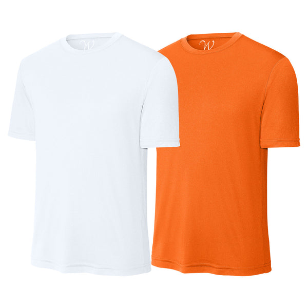 EWC-305WNO 2-Pack Perform Basics Dri-Tech T-Shirts - White / Neon Orange