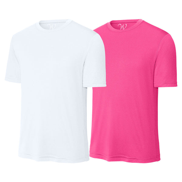 EWC-305WNP 2-Pack Perform Basics Dri-Tech T-Shirts - White / Neon Pink