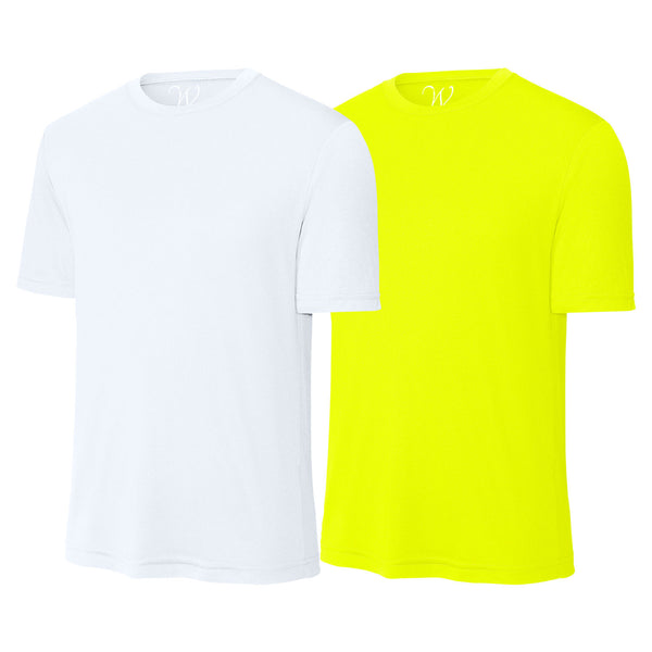 EWC-305WNY 2-Pack Perform Basics Dri-Tech T-Shirts - White / Neon Yellow