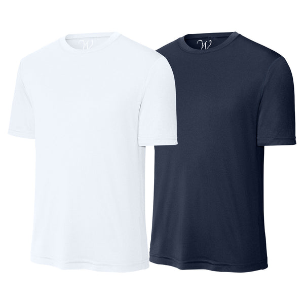 EWC-305WN 2-Pack Perform Basics Dri-Tech T-Shirts - White / Navy