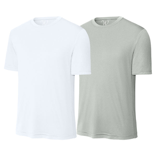 EWC-305WS 2-Pack Perform Basics Dri-Tech T-Shirts - White / Silver