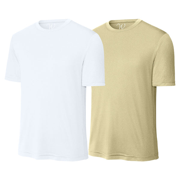 EWC-305WVG 2-Pack Perform Basics Dri-Tech T-Shirts - White / Vegas Gold