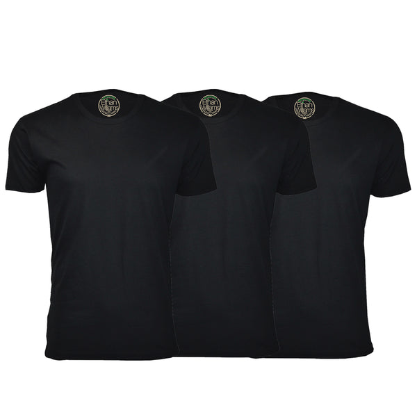 ORG-100BBB 3-Pack Organic Cotton Crew Neck T-shirt- Black / Black / Black