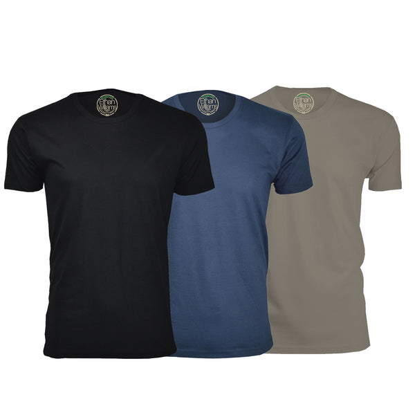 ORG-100BNWG 3-Pack Organic Cotton Crew Neck T-shirt- Black / Navy / Warm Gray