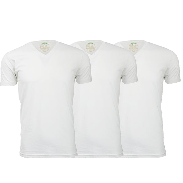 ORG-150WWW 3-Pack Organic Cotton V-Neck T-shirt - White / White / White