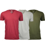 EWC-150BGS 3-Pack Ultra Soft Sueded V-Neck T-shirt - Burgundy / Sand / Military Green
