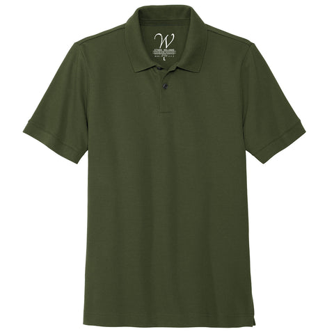 EWC-1008MG Stretch Pique Henley Polo - Military Green