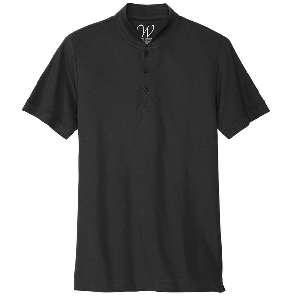 EWC-1008B Stretch Pique Henley Polo - Black