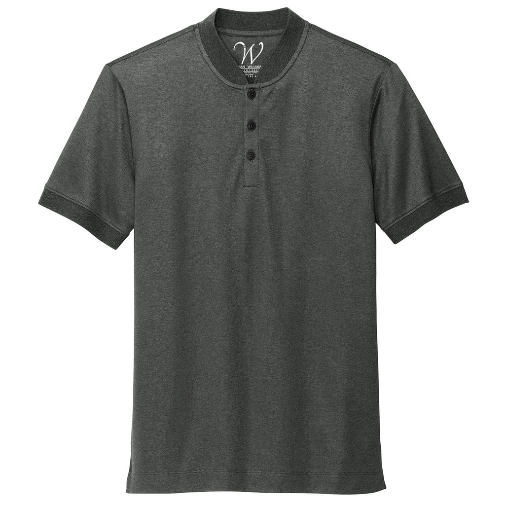 EWC-1008HG Stretch Pique Henley Polo - Heather Grey