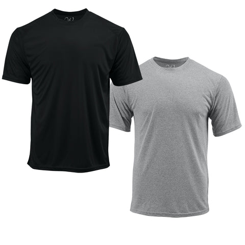 EWC-201BHG 2-Pack Perform Basics Dri-Tech T-Shirts - Black / Heather Grey