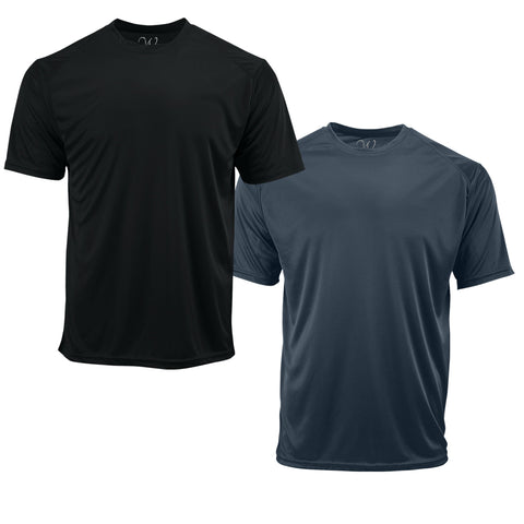 EWC-201HMBG 2-Pack Perform Basics Dri-Tech T-Shirts - Heavy Metal / Burgundy