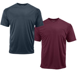 EWC-201HMBG 2-Pack Perform Basics Dri-Tech T-Shirts - Heavy Metal / Burgundy