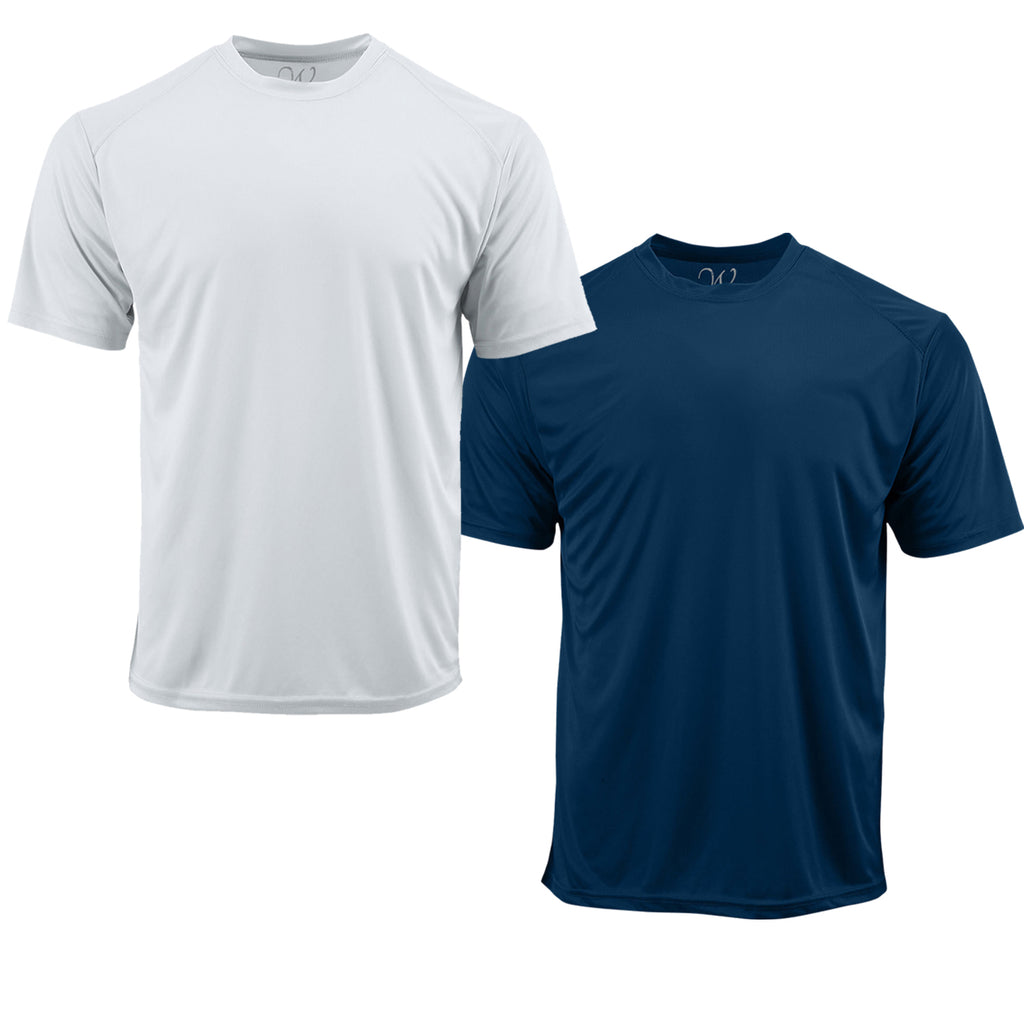 EWC-201WN 2-Pack Perform Basics Dri-Tech T-Shirts - White / Navy