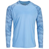 EWC-216LB Perform Basics Dri-Tech Raglan Contrast Camo Long Sleeve Shirt - Light Blue