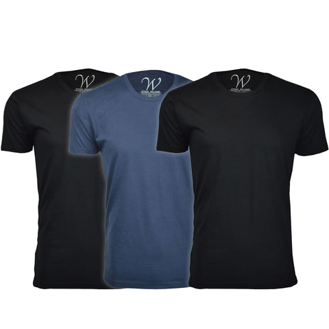 EWC-100B2N1 3-Pack Ultra Soft Sueded Crew Neck T-shirt - Black / Black / Navy