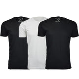 EWC-100B2W1 3-Pack Ultra Soft Sueded Crew Neck T-shirt - Black / Black / White