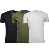 EWC-100BMGW 3-Pack Ultra Soft Sueded Crew Neck T-shirt - Black / Military Green / White