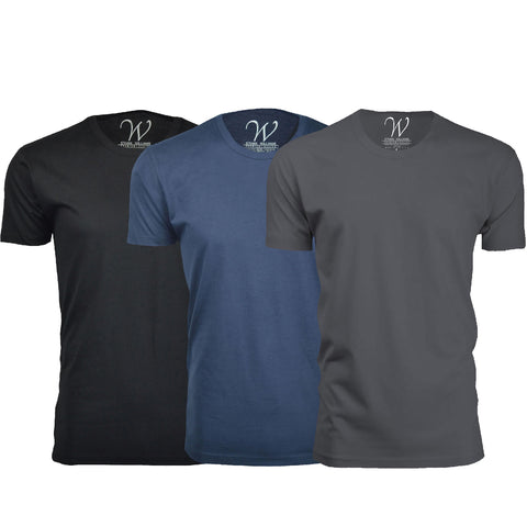 EWC-100BNHM 3-Pack Ultra Soft Sueded Crew Neck T-shirt - Black / Navy / Heavy Metal