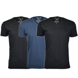 EWC-150B2N1 3-Pack Ultra Soft Sueded V-Neck T-shirt - Black / Black / Navy