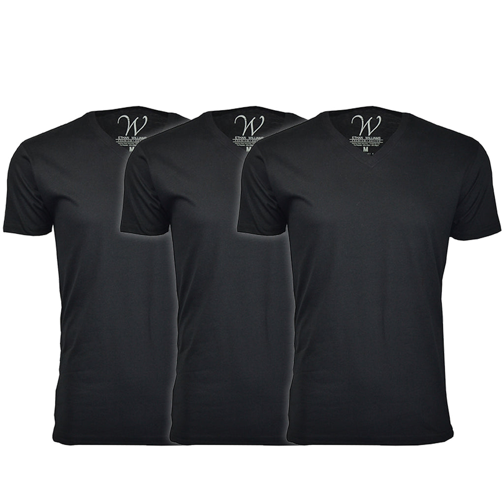 EWC-150BBB 3-Pack Ultra Soft Sueded V-Neck T-shirt - Black / Black / Black
