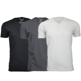 EWC-150BHMW 3-Pack Ultra Soft Sueded V-Neck T-shirt - Black / Heavy Metal / White