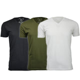 EWC-150BMGW 3-Pack Ultra Soft Sueded V-Neck T-shirt - Black / Military Green / White