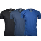 EWC-150BNRB 3-Pack Ultra Soft Sueded V-Neck T-shirt - Black / Navy / Royal Blue