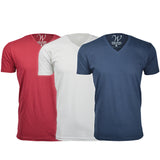 EWC-150BGWN 3-Pack Ultra Soft Sueded V-Neck T-shirt - Burgundy / White / Navy