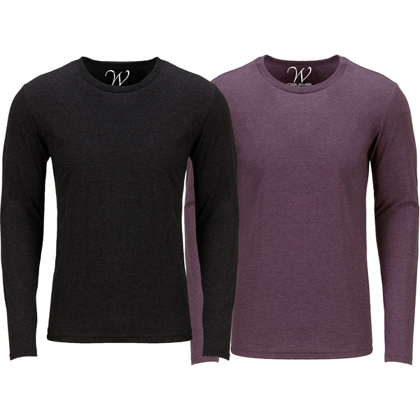 EWC-607BBG 2-Pack Ultra Soft Sueded Long Sleeve - Black / Burgundy