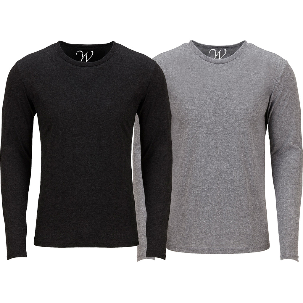 EWC-607BHG 2-Pack Ultra Soft Sueded Long Sleeve - Black / Heather Grey