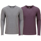 EWC-607HGBG 2-Pack Ultra Soft Sueded Long Sleeve - Heather Grey / Burgundy