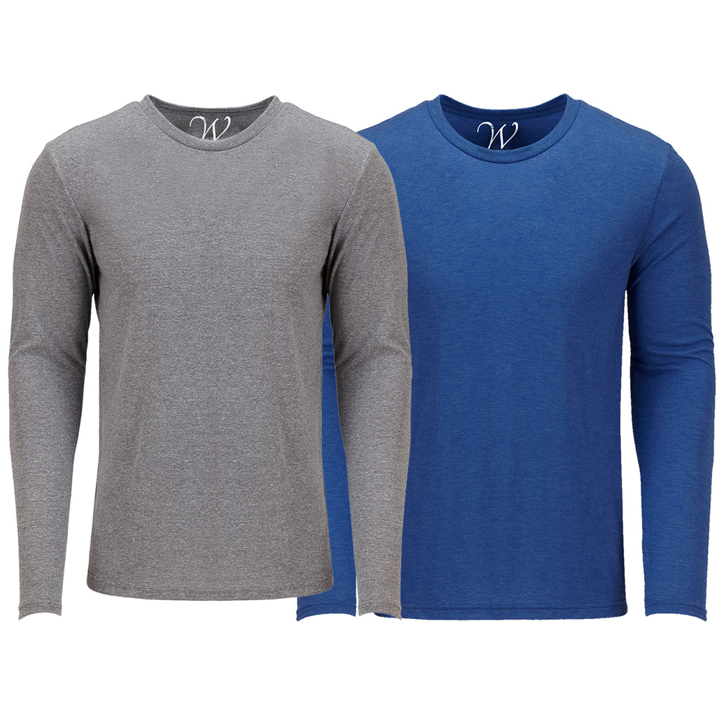 EWC-607HGRB 2-Pack Ultra Soft Sueded Long Sleeve - Heather Grey / Royal Blue