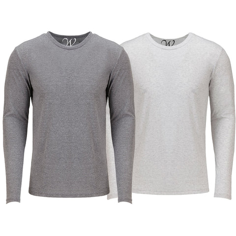EWC-607HGW 2-Pack Ultra Soft Sueded Long Sleeve - Heather Grey / White