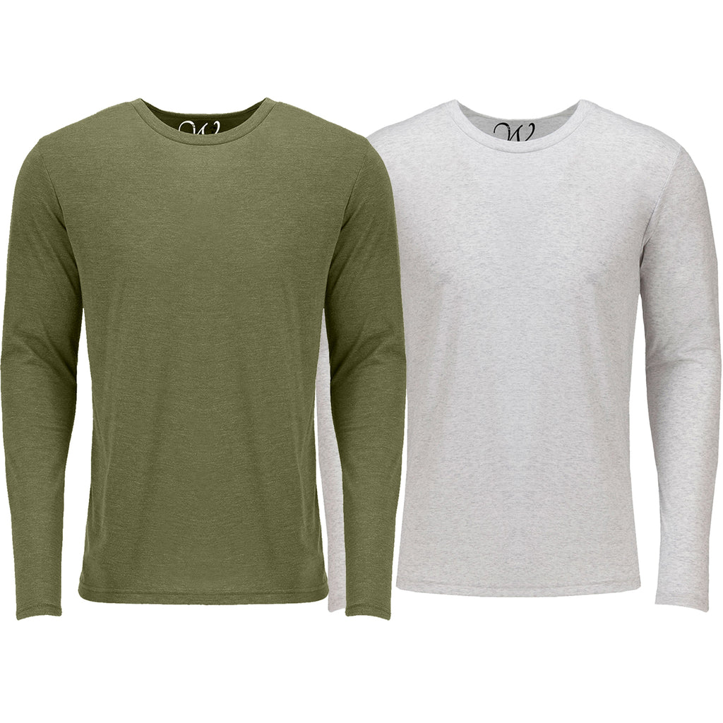 EWC-607MGW 2-Pack Ultra Soft Sueded Long Sleeve - Military Green / White