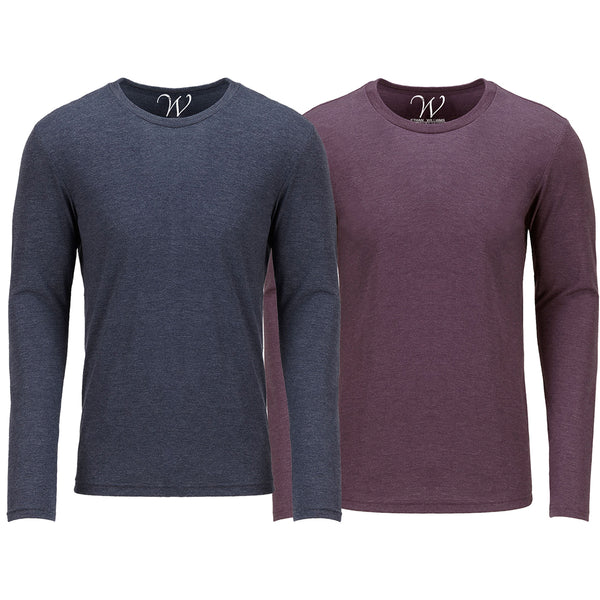 EWC-607NBG 2-Pack Ultra Soft Sueded Long Sleeve - Navy / Burgundy